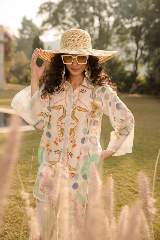 Floral Caramel Cotton Co-ord set - Coord Set for Women