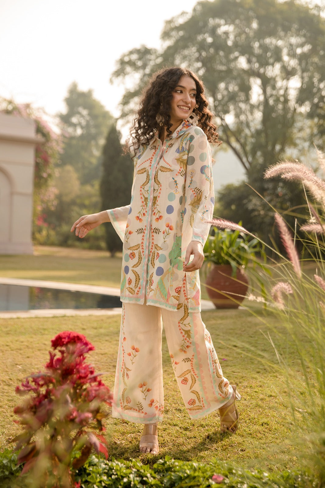 Floral Caramel Cotton Co-ord set - Coord Set for Women