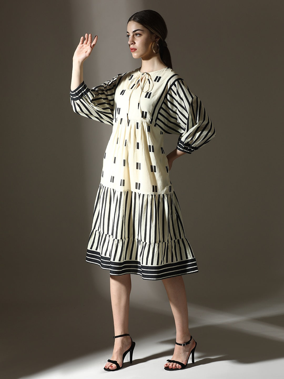 Classic Designer Black and White Dress - dress