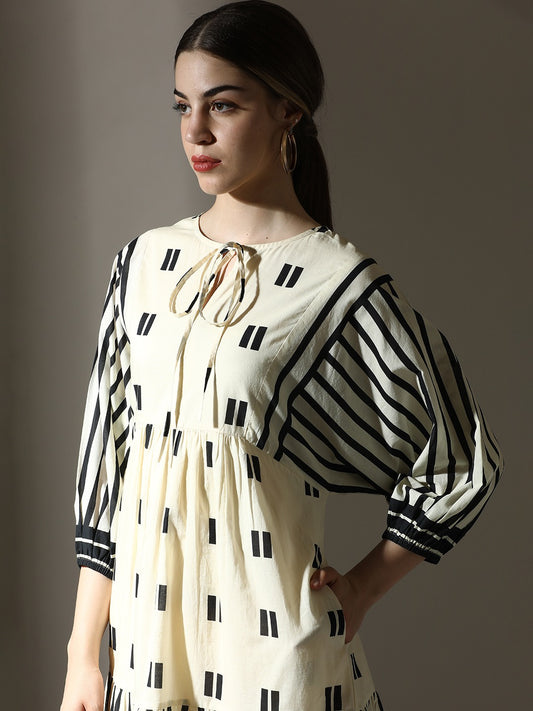 Classic Designer Black and White Dress - dress