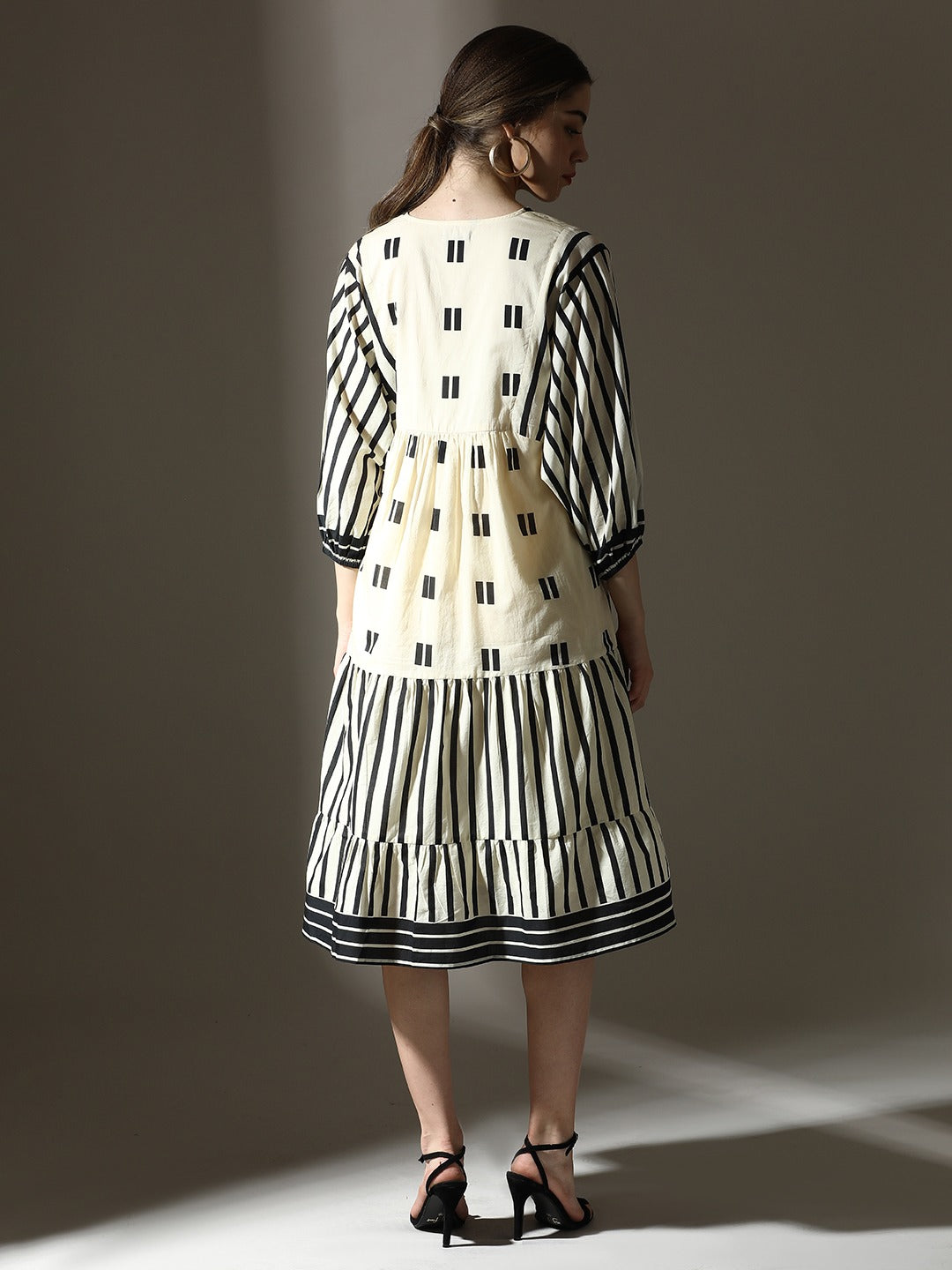 Classic Designer Black and White Dress - dress
