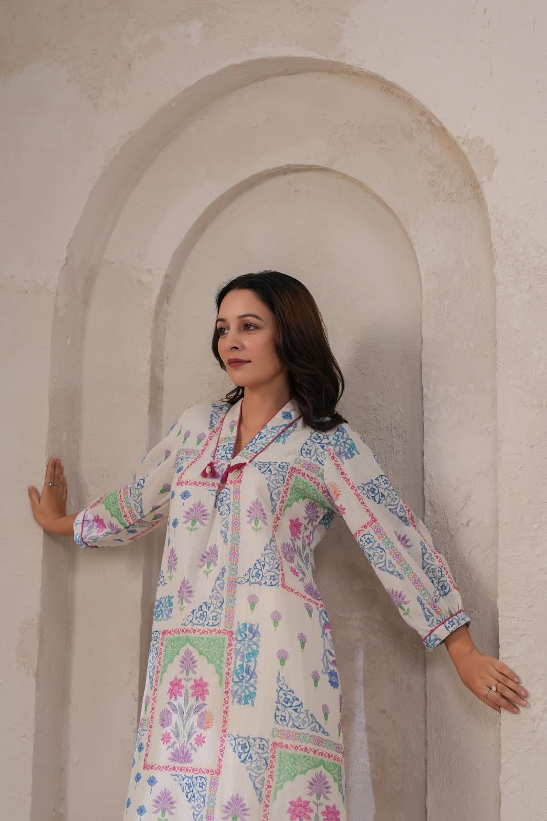 Women’s Pastel Jaipuri print Cotton flex Kurti Pant set with pockets - Suit Set Kurti Pant Dupatta Set