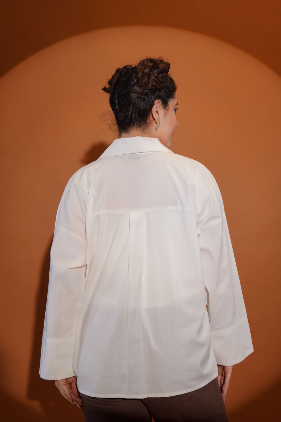 White Shirt Hand painted look and Drop shoulder pattern Cotton Poplin - shirt