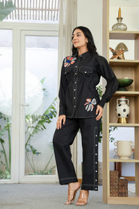 Black Thread Embroidered Indo-Western Coord Set - Coord Set for Women