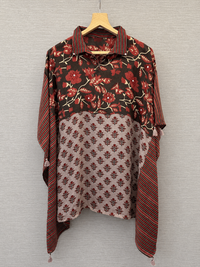 Red Black Floral Printed Fusion Kaftan Top