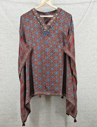 Red Ajrakh Inspired Fusion Kaftan Top