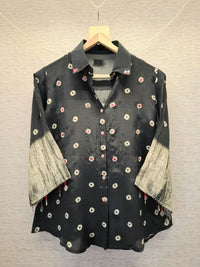 Black Bandhej and Shibori Print shirt