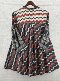 Red & Black Chevron Mul Chanderi Short Kurti for Women