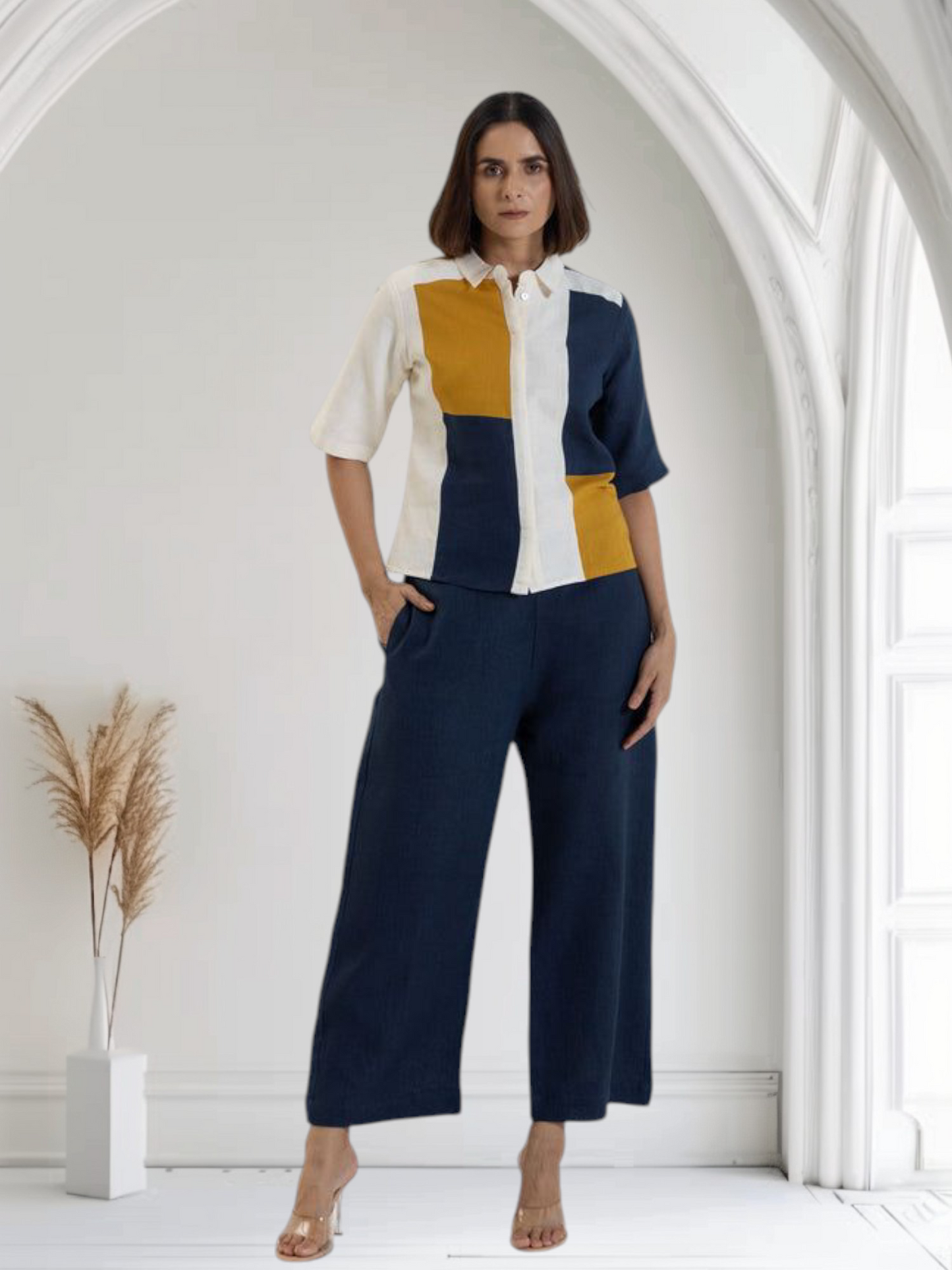 Colour Block Cotton Linen Co-Ord set