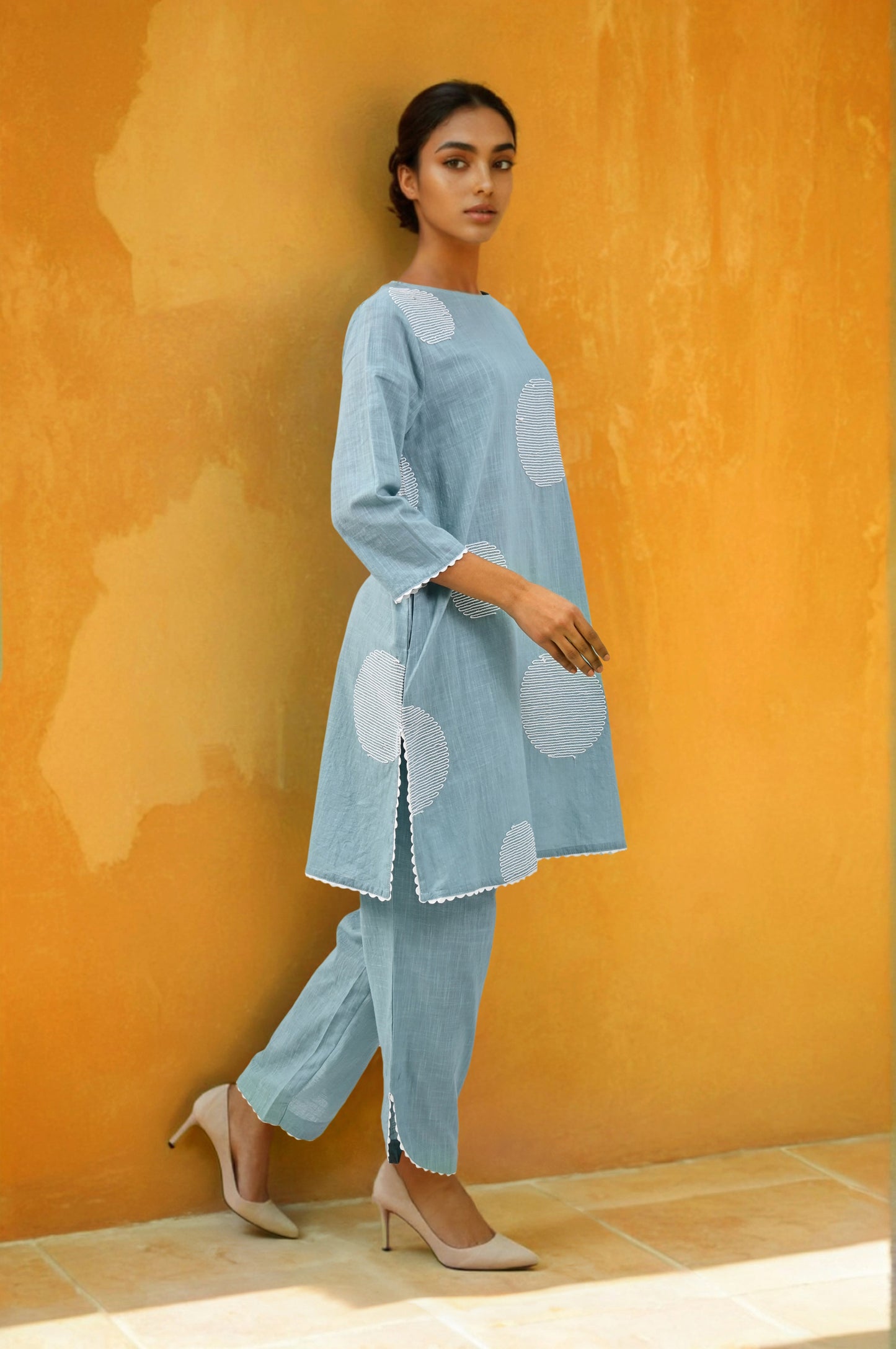 Light Blue Embroidered Kurta Set