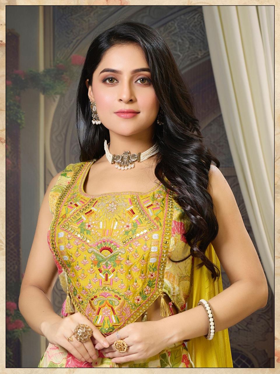 Indowestern Bustier Top Pallazzo and Dupatta - Coord Set for Women