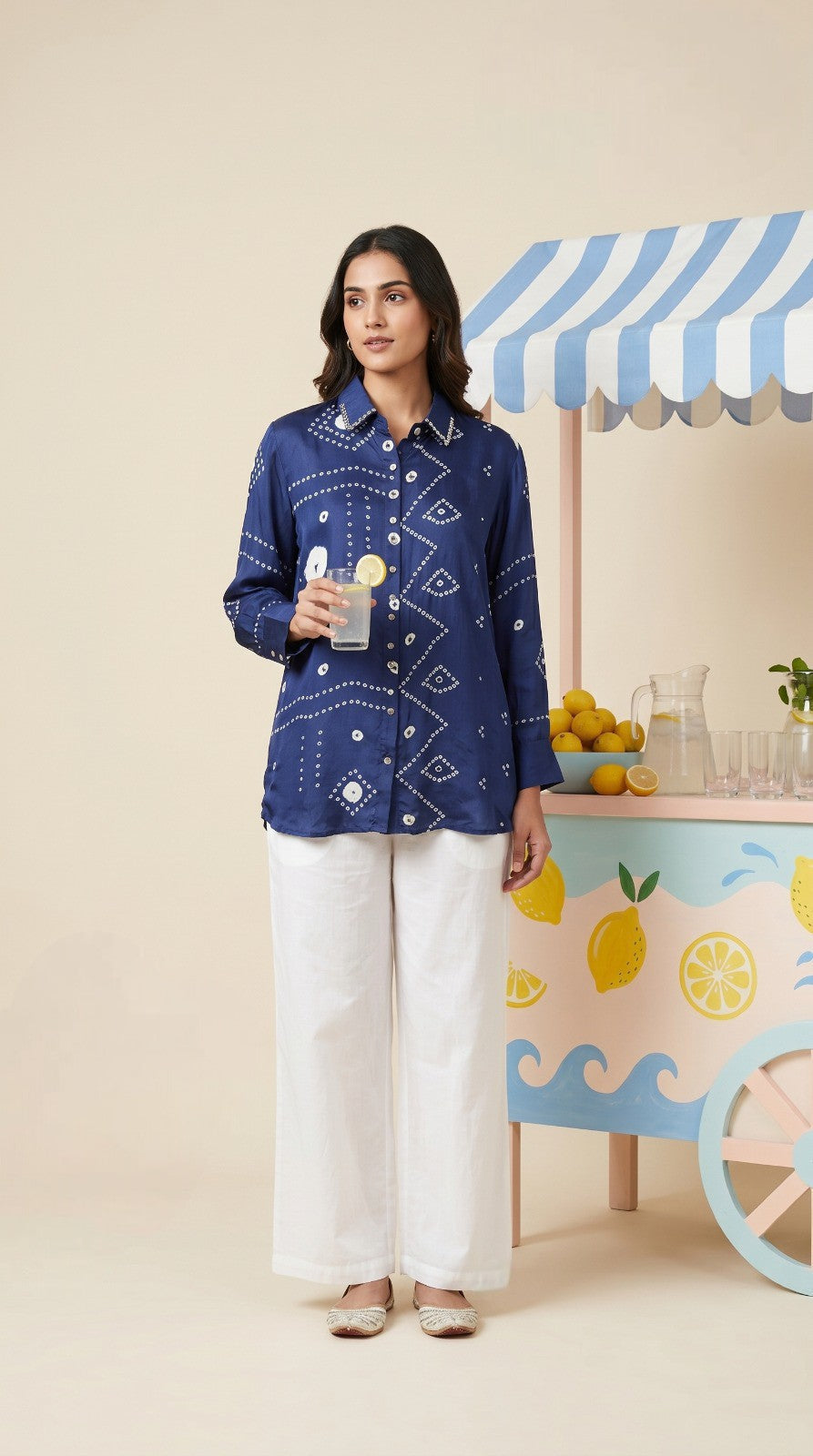 Deep Blue Bandhani Print Shirt