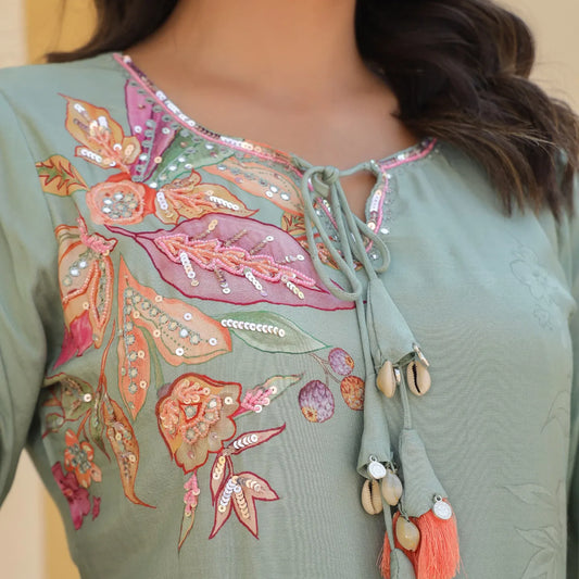 Heavy Gharara Dress for Women - Suit Set Kurti Pant Dupatta Set