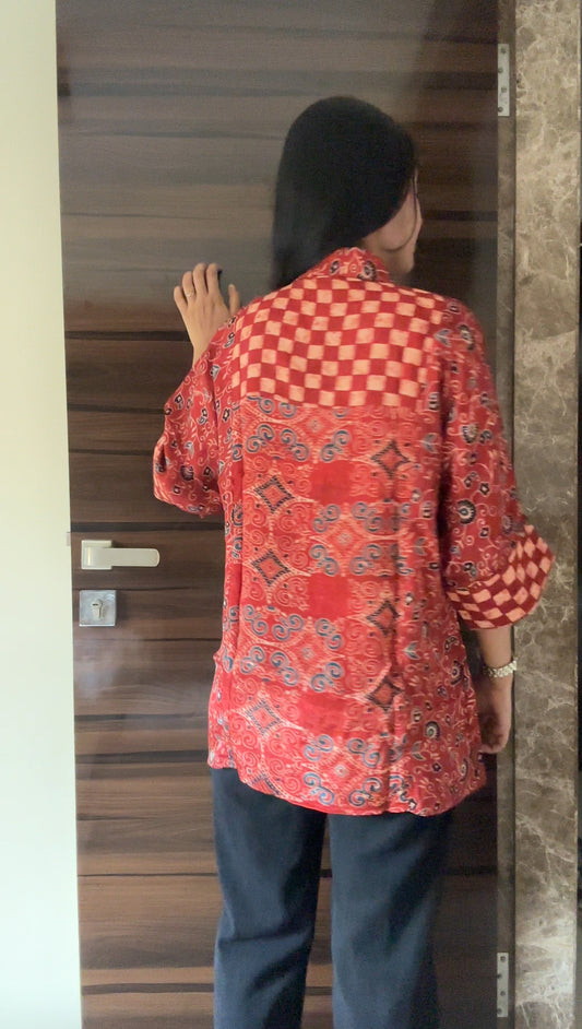 Red checkered Ajrakh Shirt