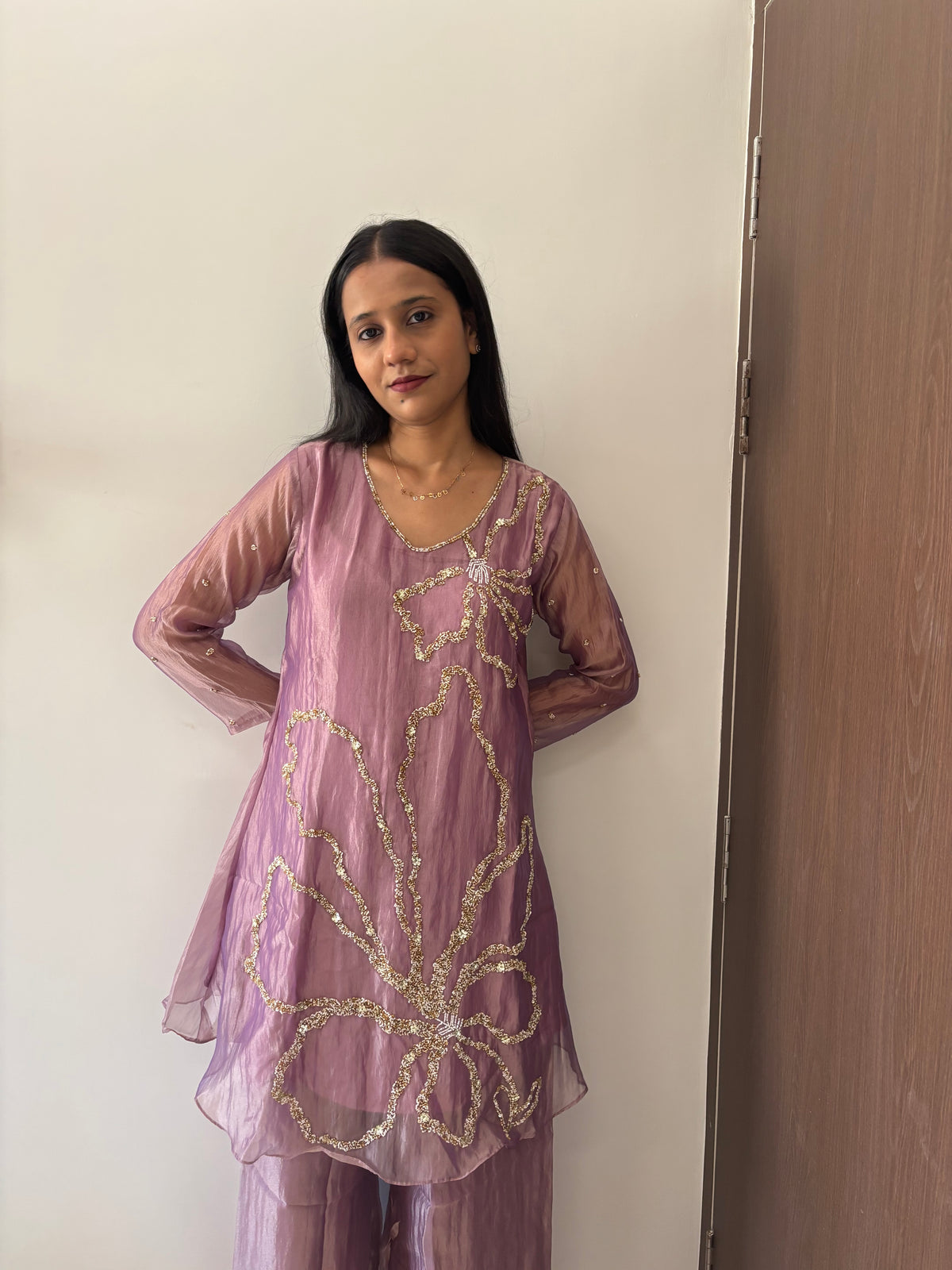 Purple Sitara Kurta Pant Indo-Western set