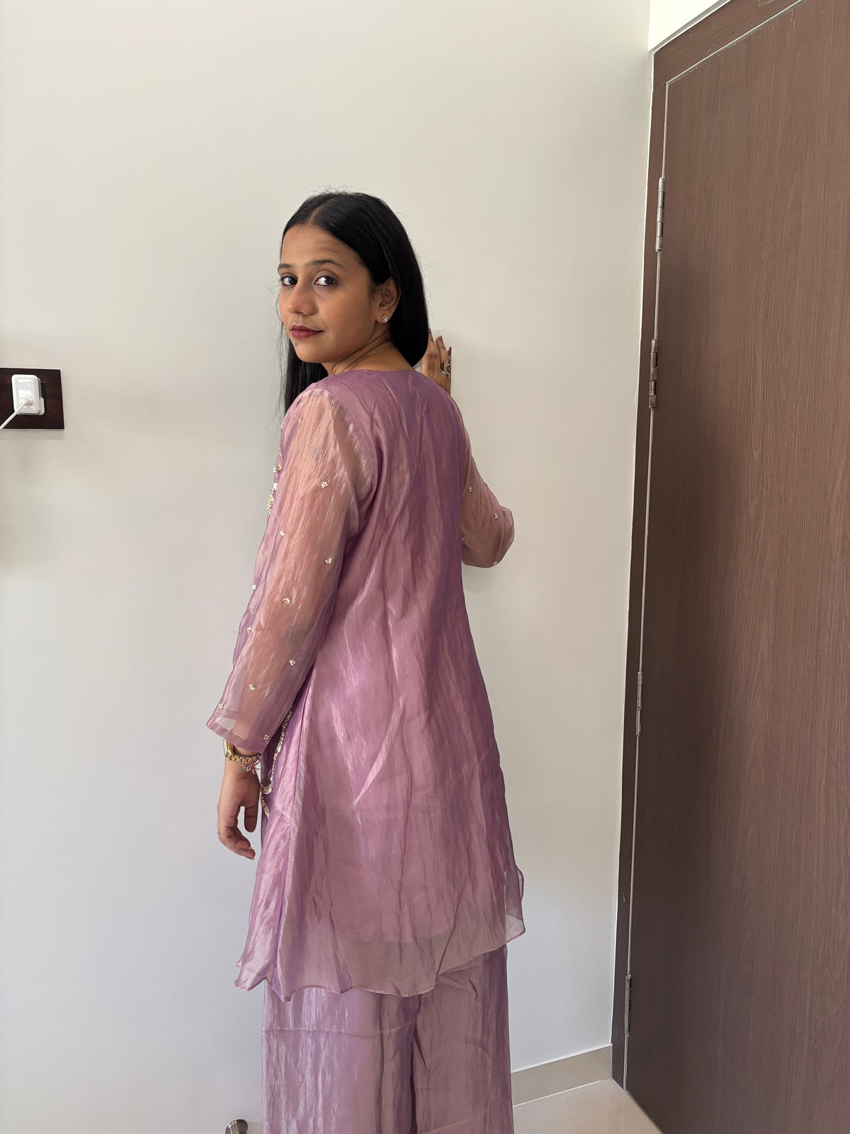Sitara Kurta Pant Indo-Western set Tissue Fabric