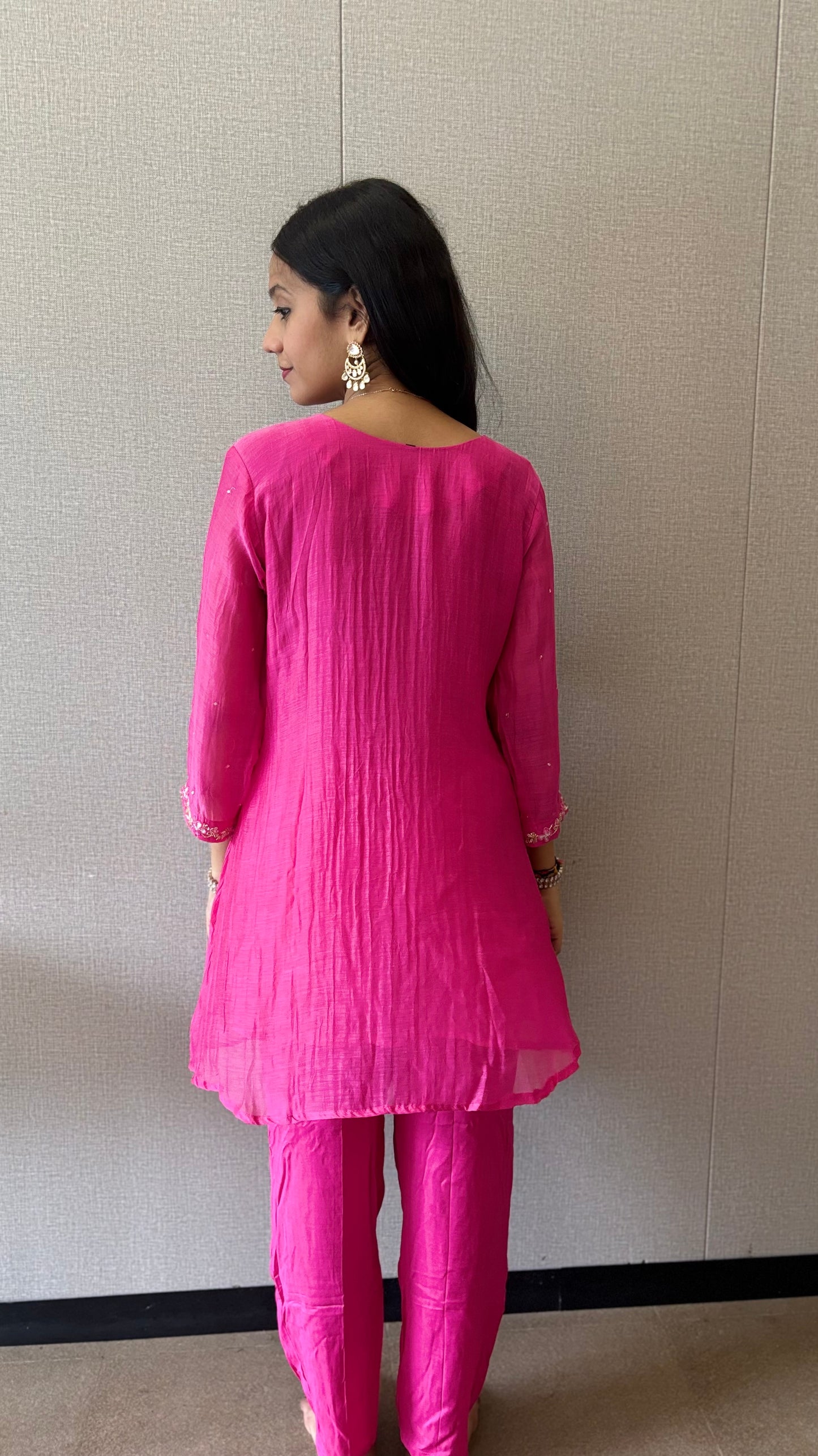 Indowestern Embroidered Mul Chanderi Kurta Set