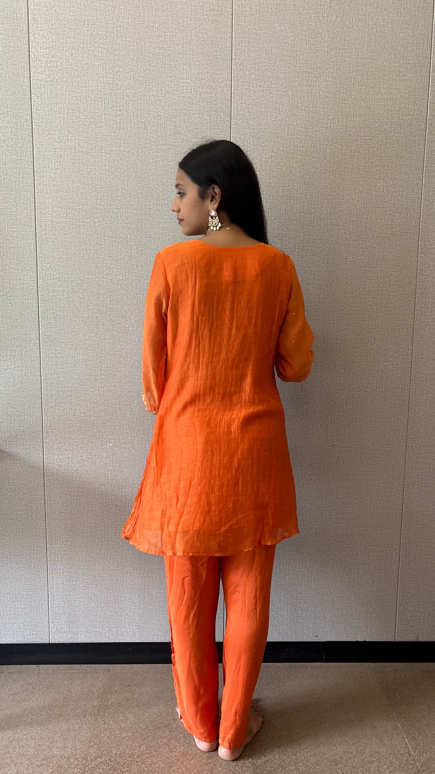 Indowestern Embroidered Mul Chanderi Kurta Set