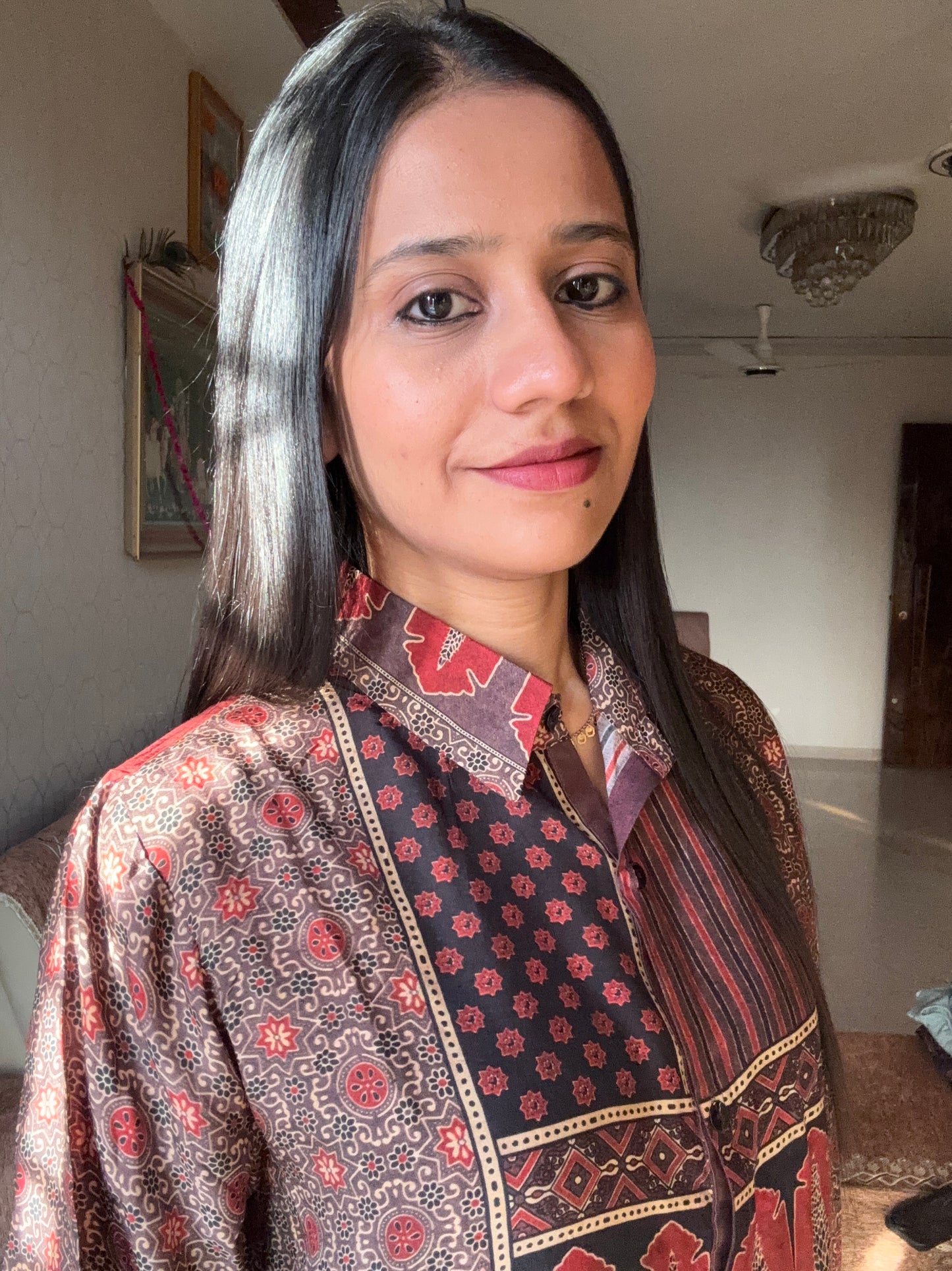 Ajrakh Printed Indo-Western Shirt Top