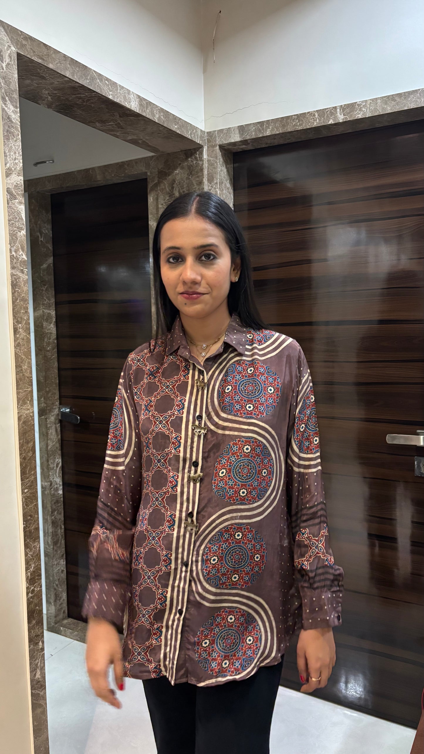 Ajrakh Shirt with statement horse buttons - shirt