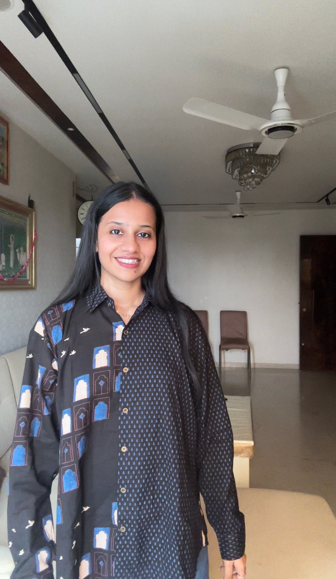 Black Printed Cotton Shirt - shirt