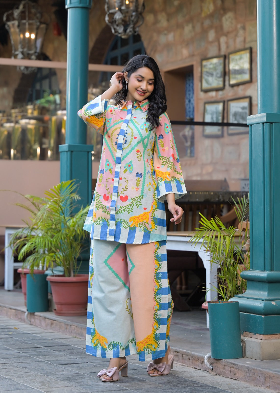 Floral Cotton Linen Co-Ord set for women
