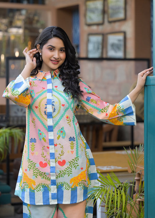 Floral Cotton Linen Co-Ord set for women