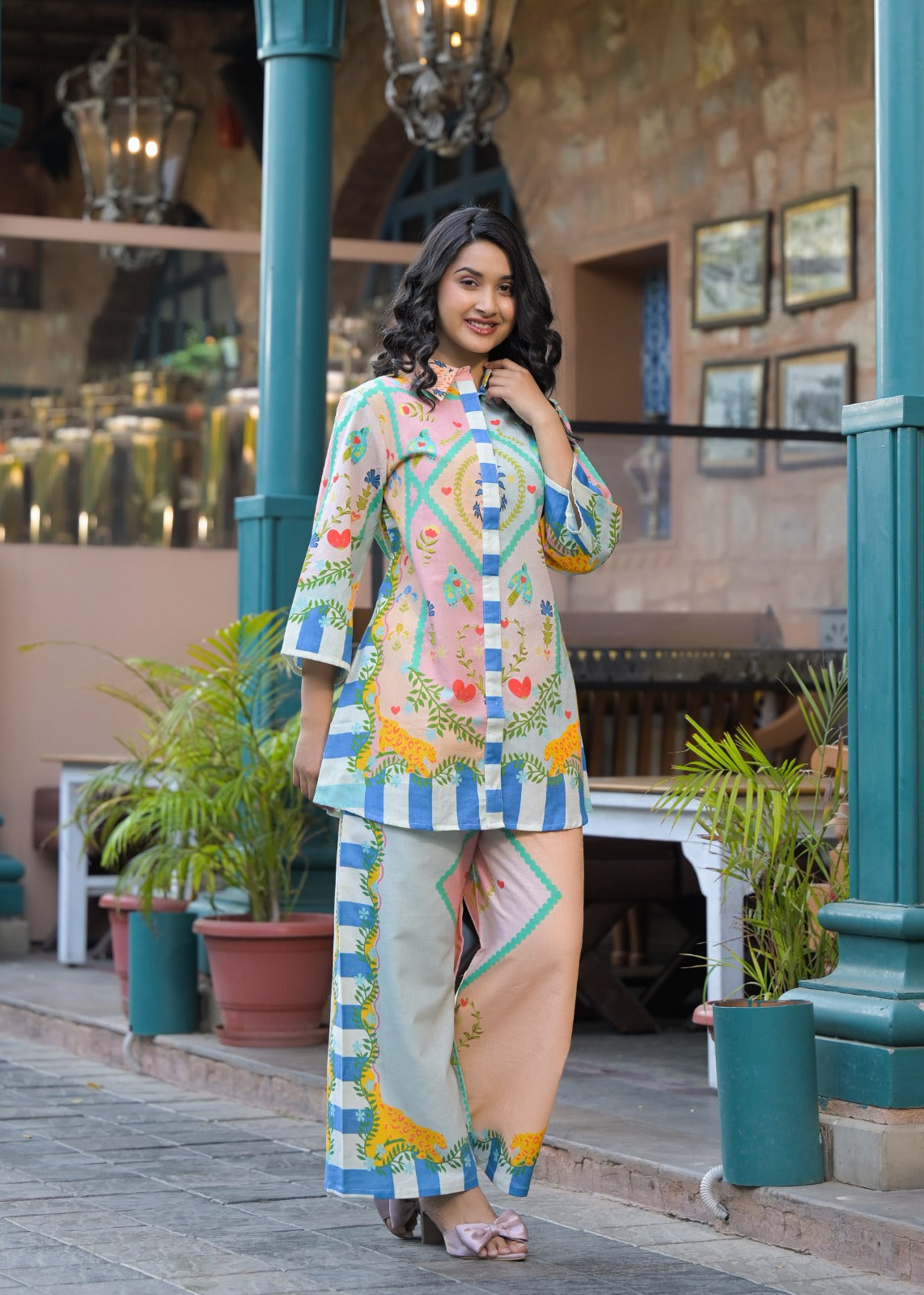 Floral Cotton Linen Co-Ord set for women