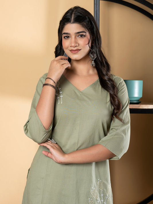 Green Cotton Coordset Loungewear for women