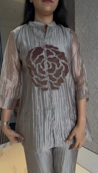 grey tissue patchwork floral coord set for women