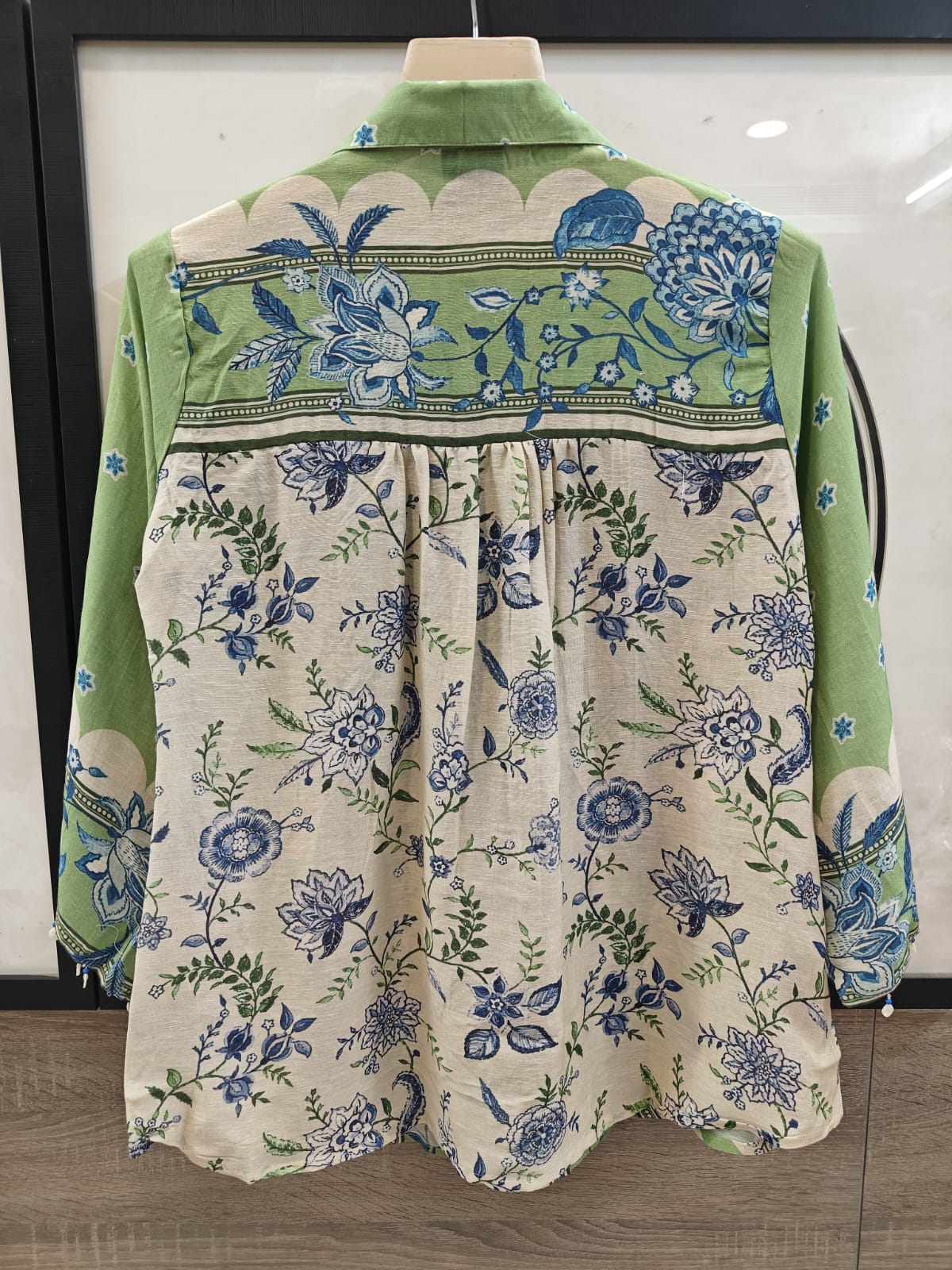 mul chanderi fabric floral designer shirt for women