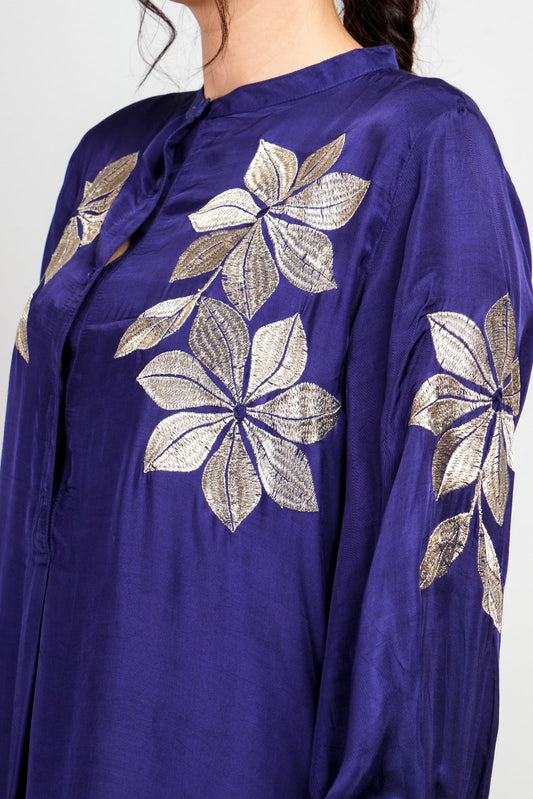 Navy Blue Floral Co-Ord Set