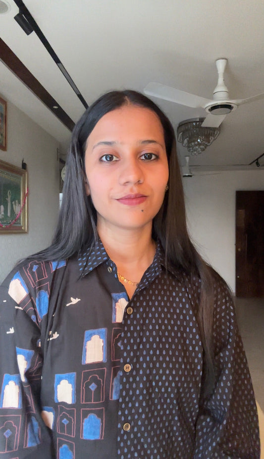 Black Printed Cotton Shirt - shirt