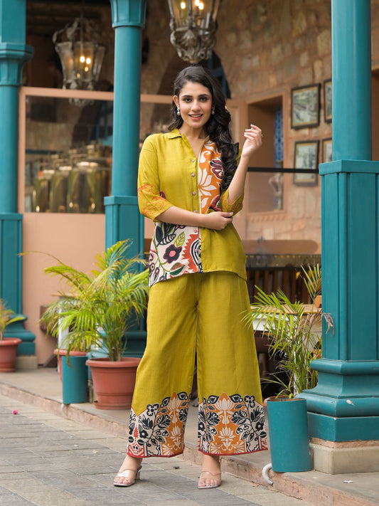 Partywear Printed Coord set for women- Shirt and Pant set