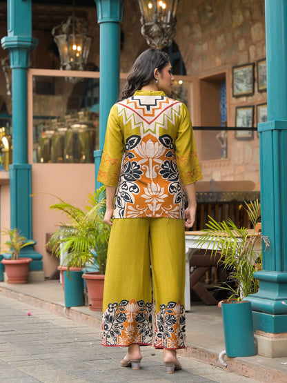 Partywear Printed Coord set for women- Shirt and Pant set