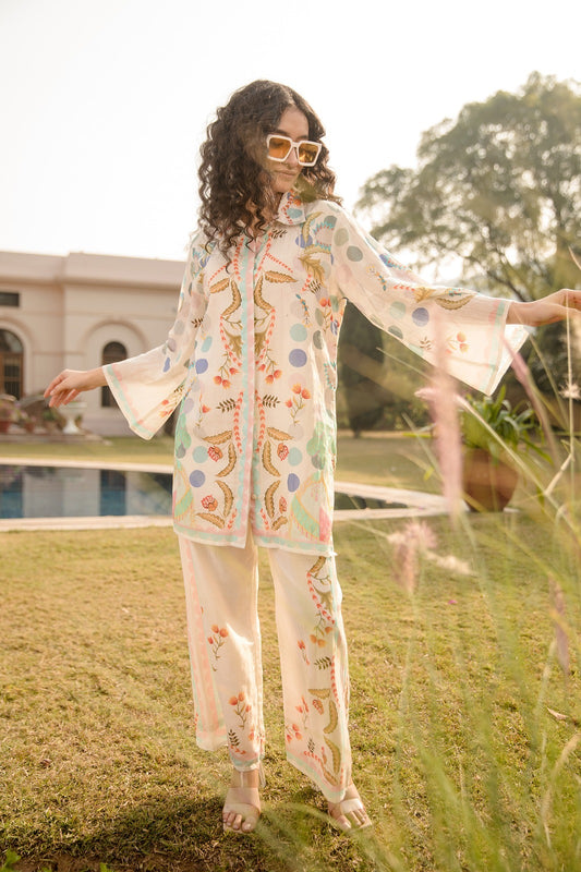 Floral Caramel Cotton Co-ord set - Coord Set for Women