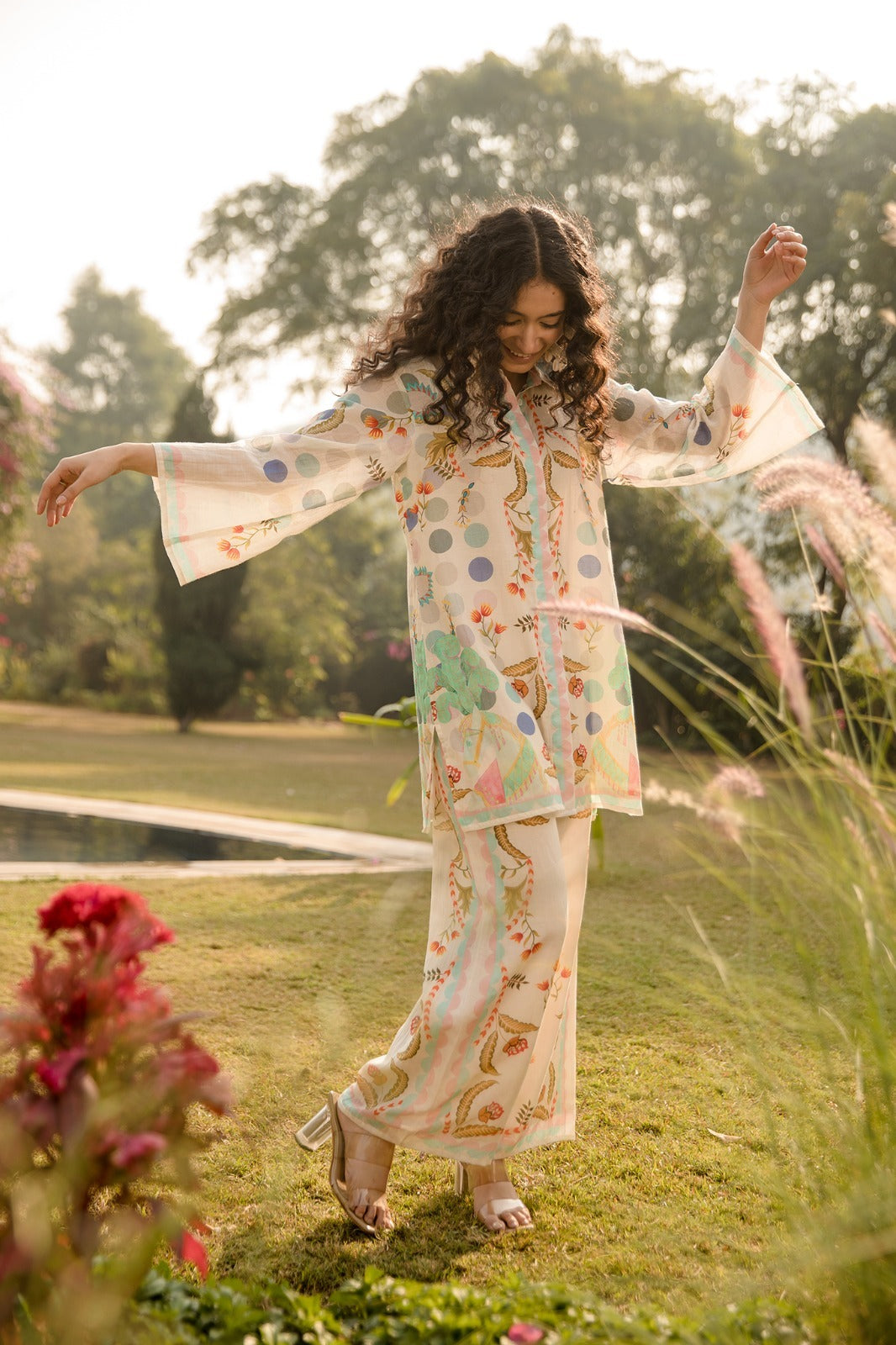 Floral Caramel Cotton Co-ord set - Coord Set for Women