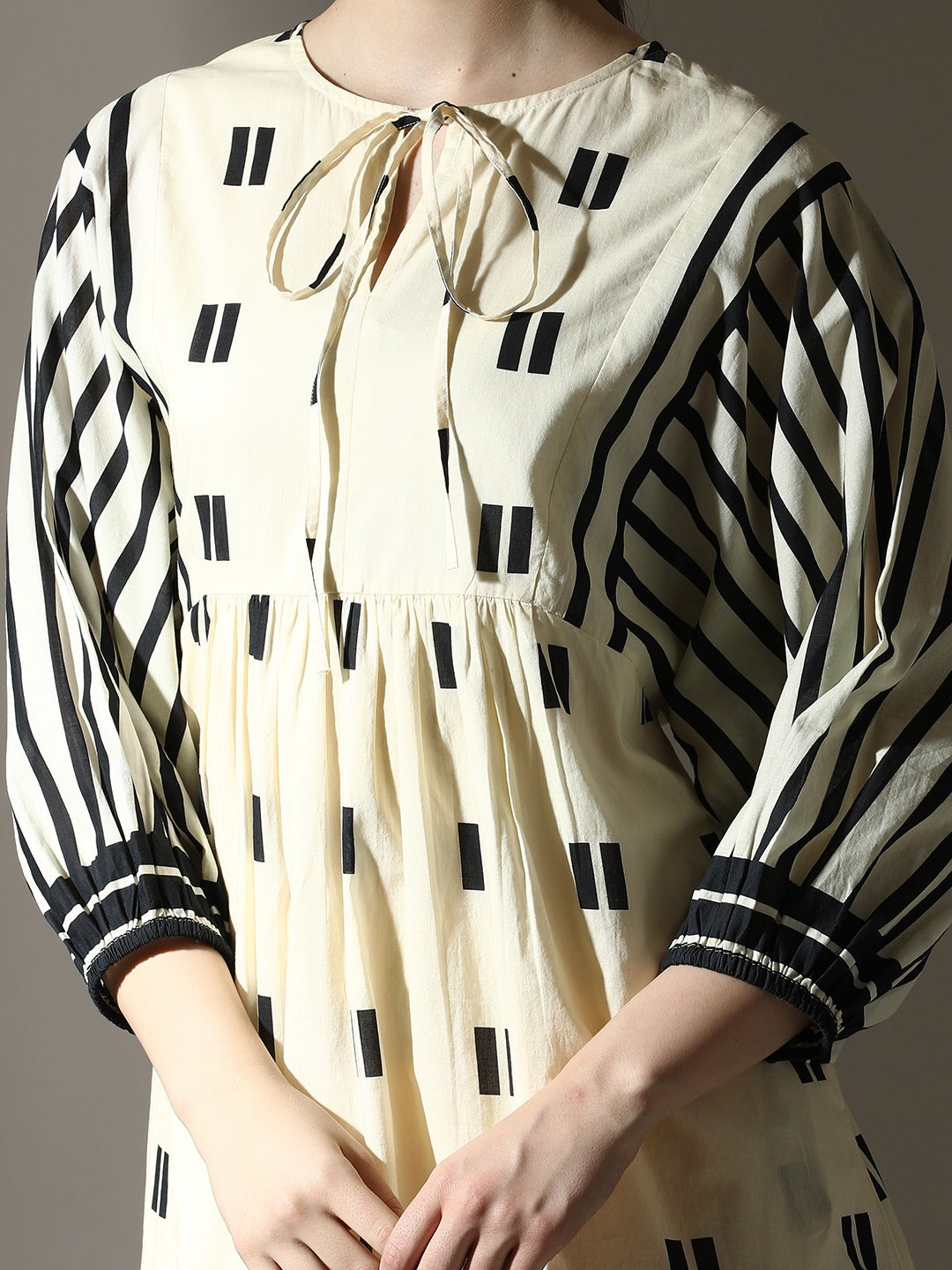 Classic Designer Black and White Dress - dress
