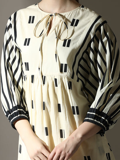 Classic Designer Black and White Dress - dress