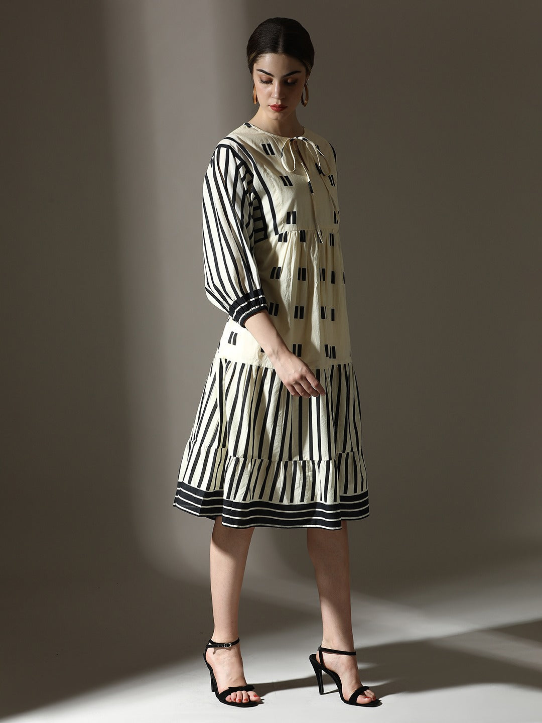 Classic Designer Black and White Dress - dress