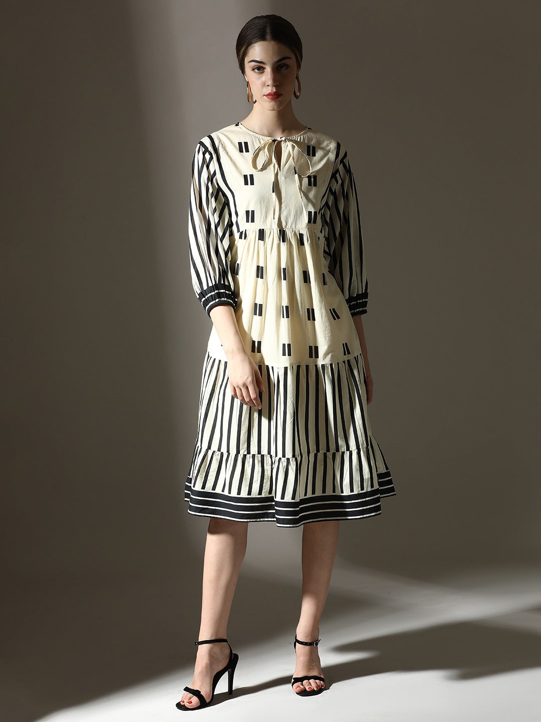 Classic Designer Black and White Dress - dress