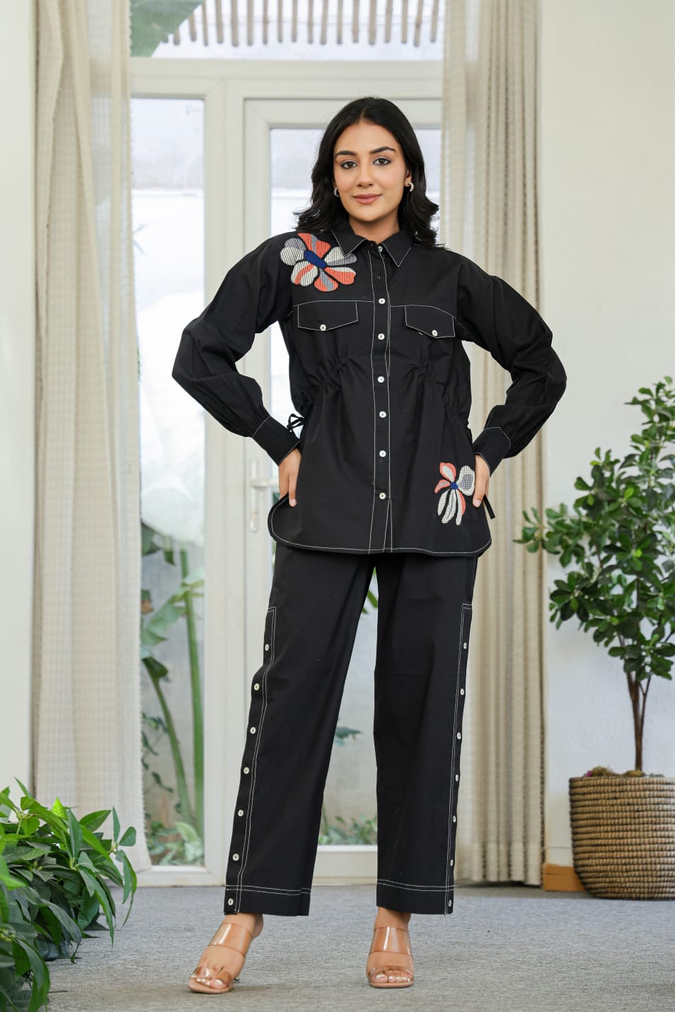 Black Thread Embroidered Indo-Western Coord Set - Coord Set for Women