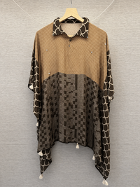 Brown and beige Printed Fusion Kaftan Top