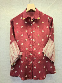 Maroon Bandhej and Shibori Print shirt