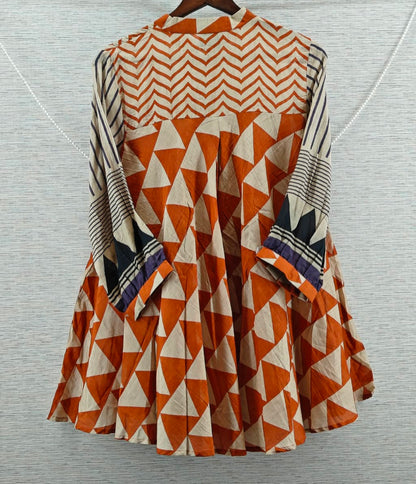 Orange Mul Chanderi Short Kurti for Women