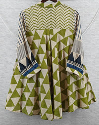 Green Mul Chanderi Short Kurti for Women
