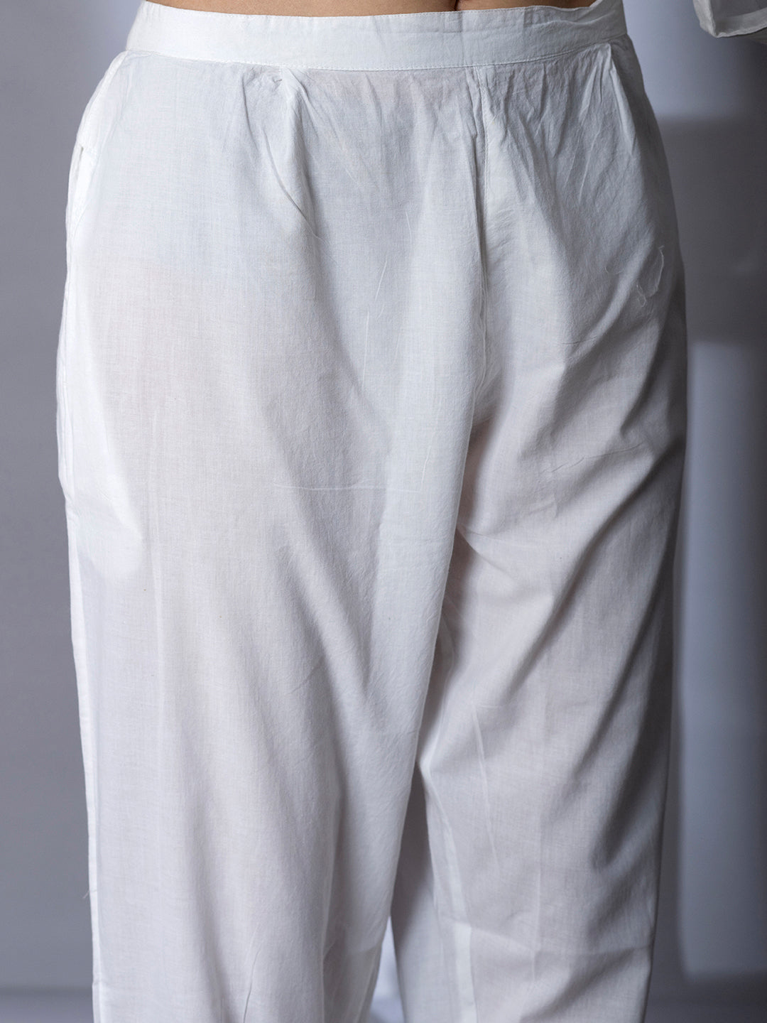White Embroidered Kurta Pant Dupatta set - Suit Set Kurti Pant Dupatta Set