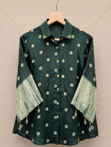 Designer Crepe Fabric Bandhej and Shibori Print shirt