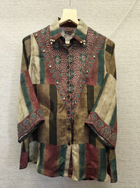 Ajrakh embellished shirt for women