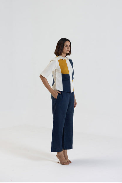 Colour Block Cotton Linen Co-Ord set - Coord Set for Women